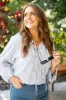 Downtown Delight Blue Embroidered Woven Button Down Blouse FINAL SALE sold by Pink Lily