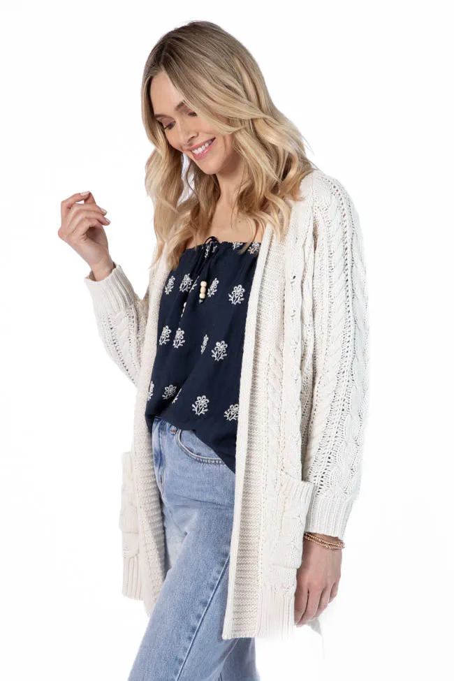 Sweet Nothings Cream Chunky Cable Knit Cardigan FINAL SALE sold by Pink Lily product image thumbnail 4
