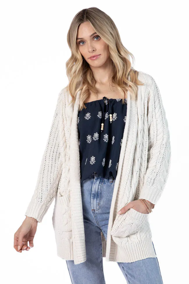 Sweet Nothings Cream Chunky Cable Knit Cardigan FINAL SALE sold by Pink Lily product image thumbnail 2