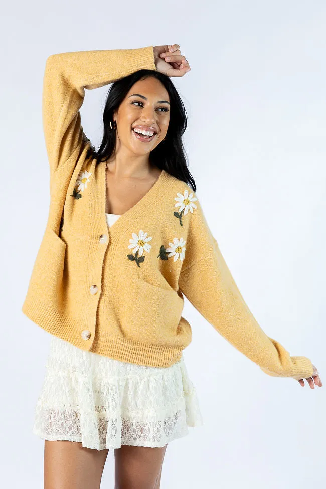 Fields Of Hope Mustard Floral Embroidered Cardigan sold by Pink Lily product image thumbnail 3