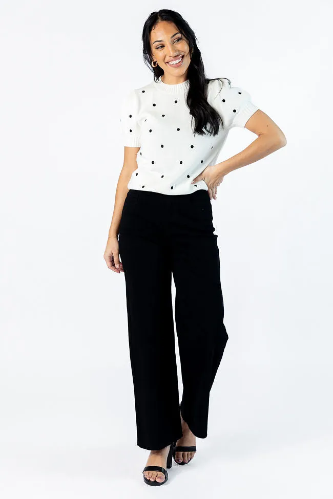 Polka Dot Daydreams Ivory and Black Short Sleeve Sweater FINAL SALE sold by Pink Lily product image thumbnail 2