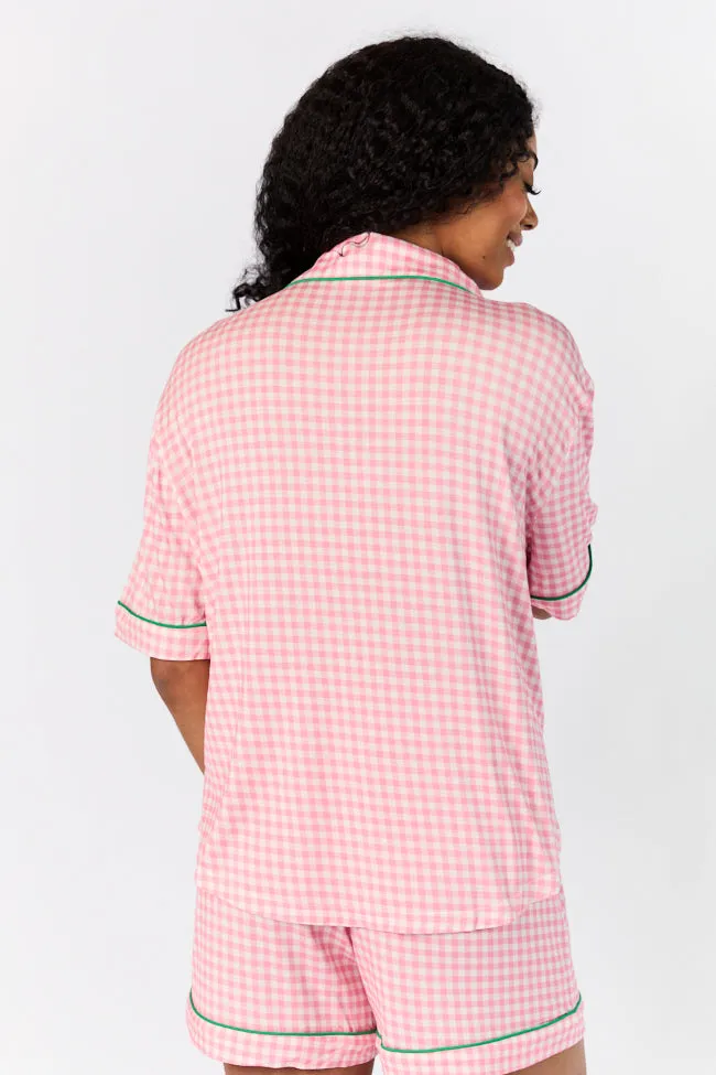 Good To Get Away Pink Gingham Short Sleeve Pajama Top FINAL SALE sold by Pink Lily product image thumbnail 5