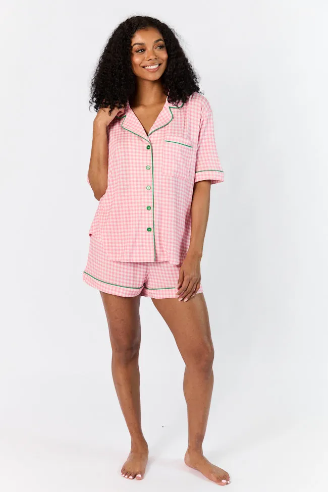 Good To Get Away Pink Gingham Short Sleeve Pajama Top FINAL SALE sold by Pink Lily product image thumbnail 2