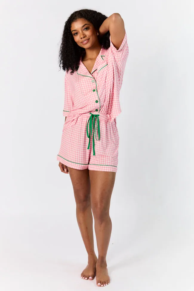 Good To Get Away Pink Gingham Pajama Shorts FINAL SALE sold by Pink Lily product image thumbnail 2