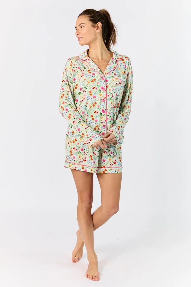 Good To Get Away Botanical Floral Long Sleeve Pajama Top FINAL SALE sold by Pink Lily product image thumbnail 2