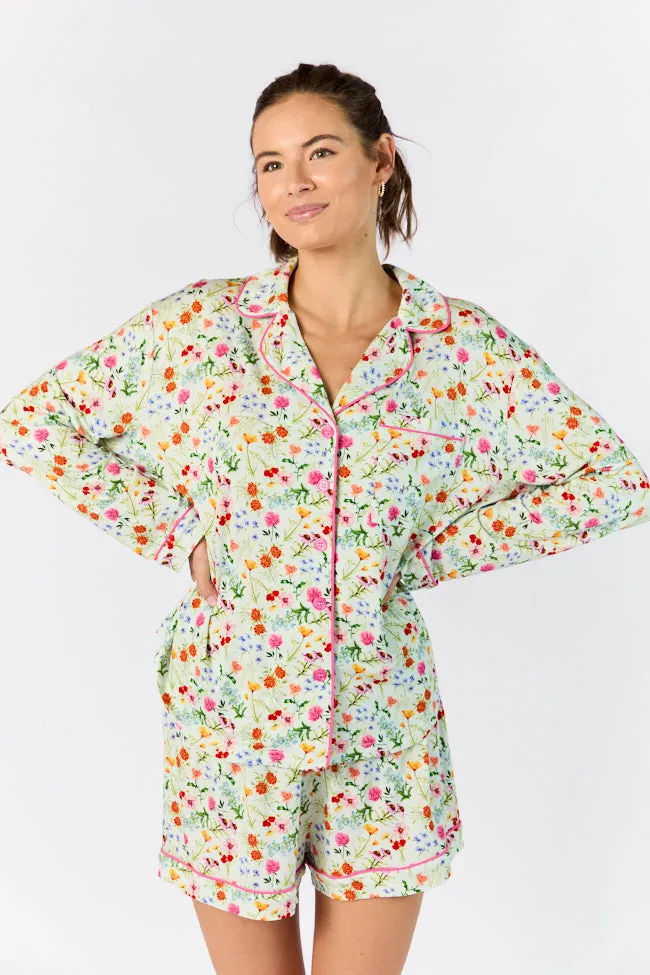 Good To Get Away Botanical Floral Long Sleeve Pajama Top FINAL SALE sold by Pink Lily