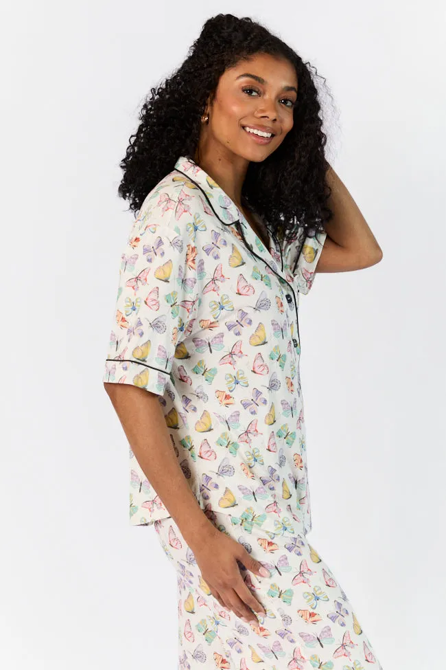 Good To Get Away Butterfly Short Sleeve Pajama Top FINAL SALE sold by Pink Lily product image thumbnail 4