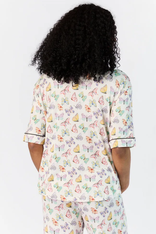 Good To Get Away Butterfly Short Sleeve Pajama Top FINAL SALE sold by Pink Lily product image thumbnail 5