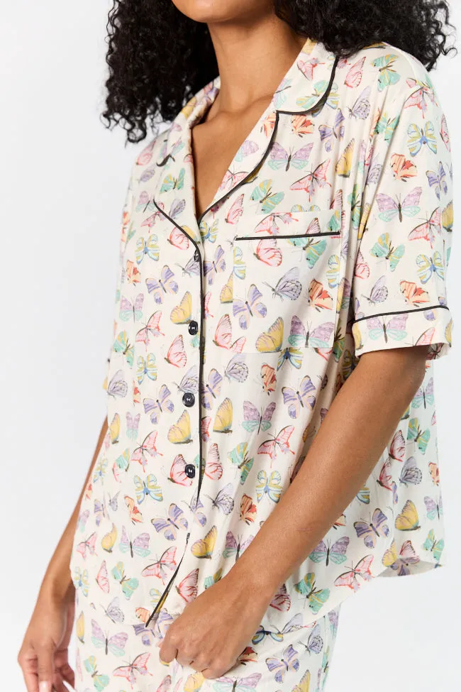 Good To Get Away Butterfly Short Sleeve Pajama Top FINAL SALE sold by Pink Lily product image thumbnail 3