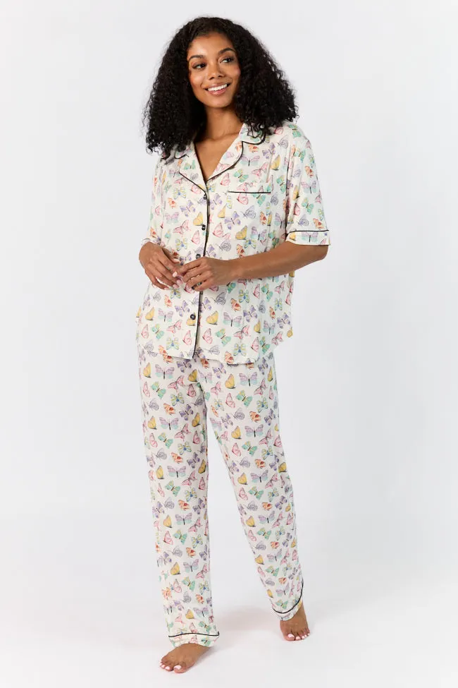 Good To Get Away Butterfly Short Sleeve Pajama Top FINAL SALE sold by Pink Lily product image thumbnail 2