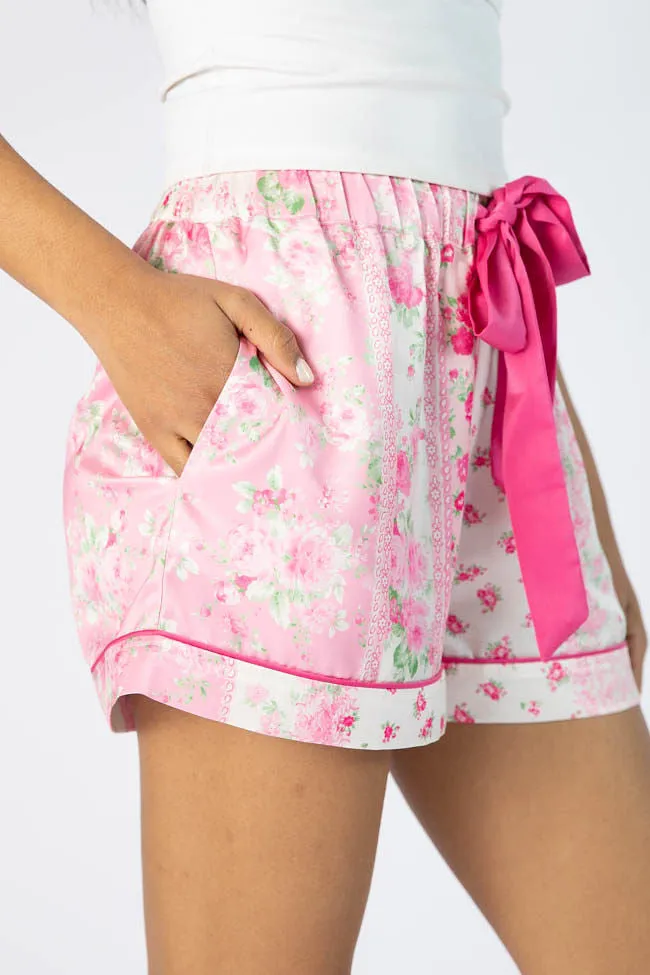 Dont Wake Me Up Pink Multi Floral Satin Pajama Shorts FINAL SALE sold by Pink Lily product image thumbnail 3