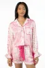 Dont Wake Me Up Pink Multi Floral Long Sleeve Satin Pajama Top SALE sold by Pink Lily