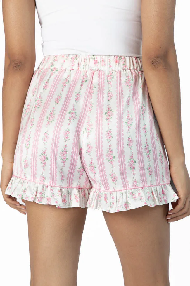 Hitting Snooze Pink Floral Striped Pajama Shorts FINAL SALE sold by Pink Lily product image thumbnail 4