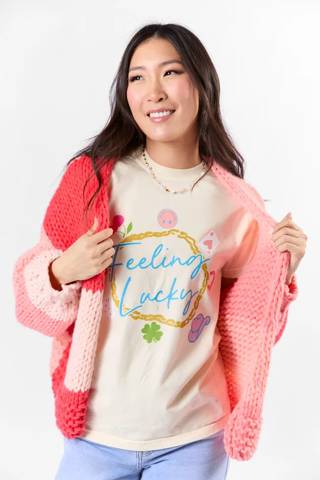 Feeling Lucky Ivory Comfort Color Graphic Tee sold by Pink Lily