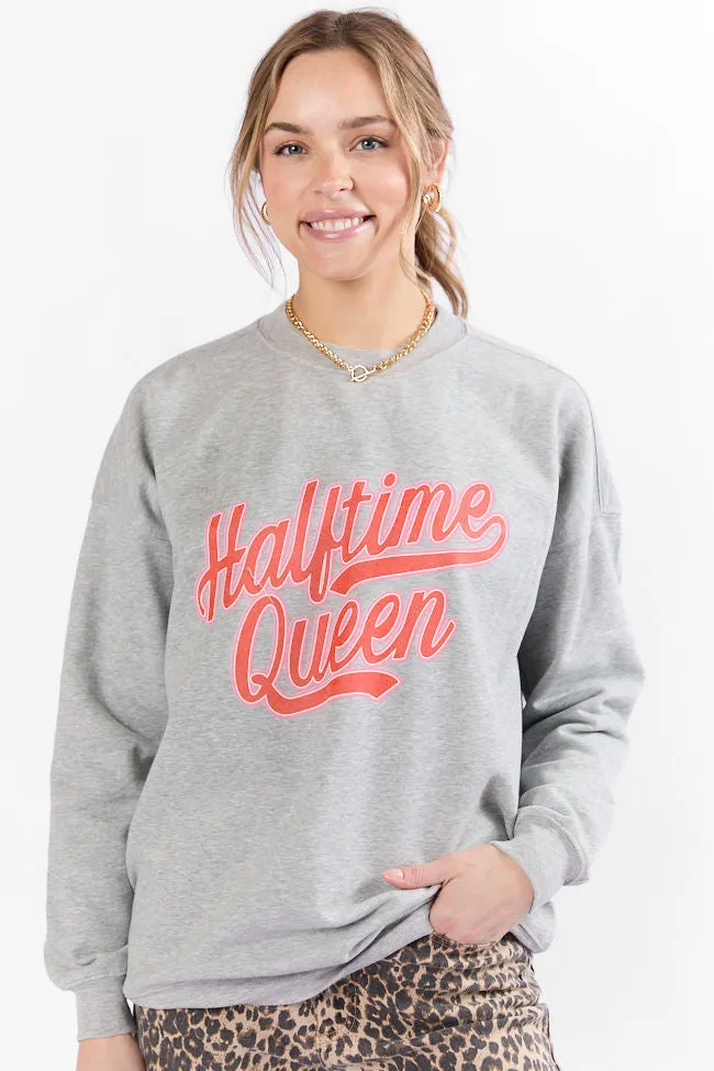 Halftime Queen Light Grey Graphic Sweatshirt sold by Pink Lily product image thumbnail 3