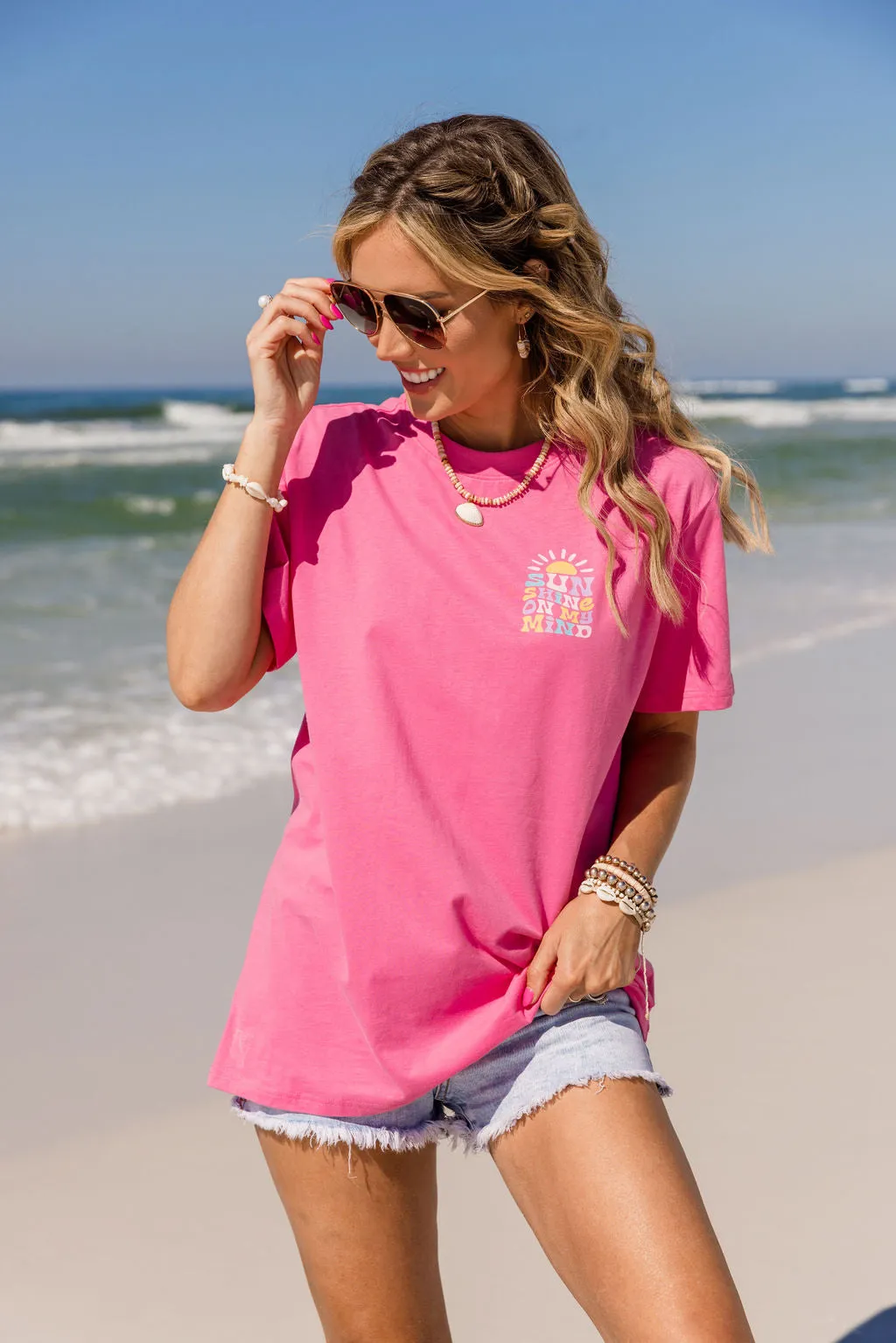 Sunshine On My Mind Hot Pink Graphic Tee sold by Pink Lily product image thumbnail 4