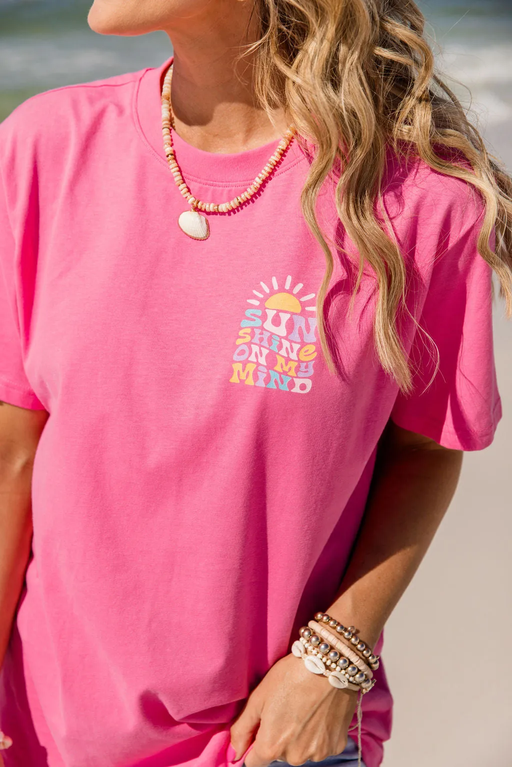 Sunshine On My Mind Hot Pink Graphic Tee sold by Pink Lily product image thumbnail 2