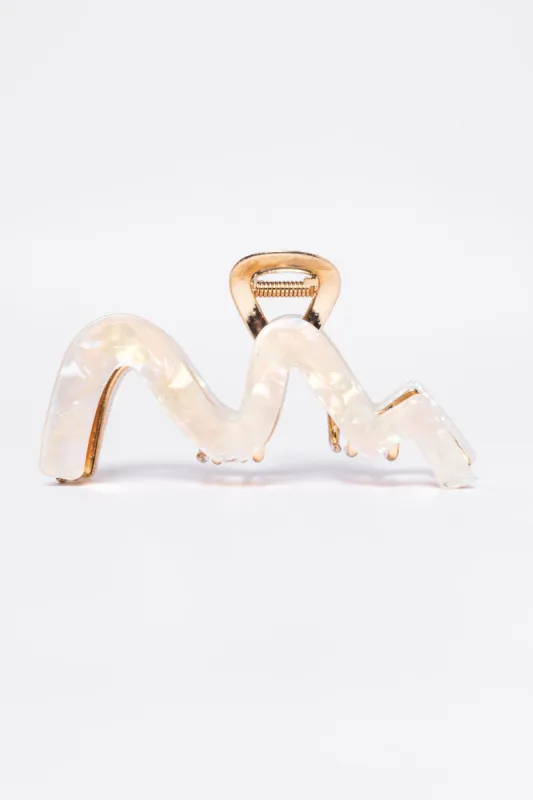 White Squiggly Claw Clip FINAL SALE sold by Pink Lily