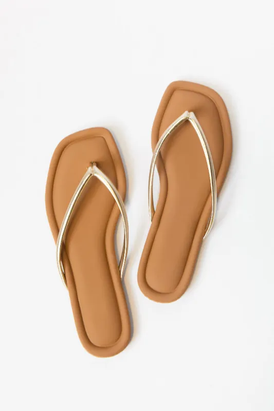 Sandy Gold Flip Flops SALE sold by Pink Lily