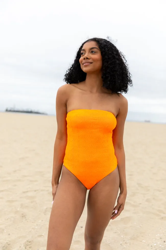 Coral Reef Orange Textured One Piece Swimsuit sold by Pink Lily