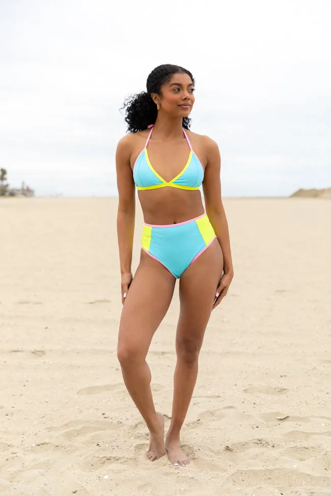 Sunny Coast Blue Colorblock High Waisted Bikini Bottom FINAL SALE sold by Pink Lily product image thumbnail 2