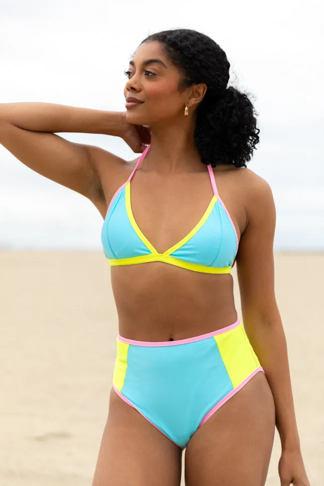 Sunny Coast Blue Colorblock Triangle Bikini Top FINAL SALE sold by Pink Lily