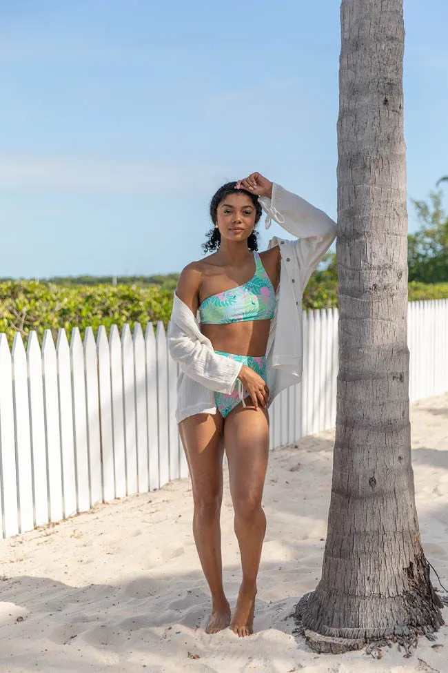 Flamingo Frolic One Shoulder Printed Bikini Top sold by Pink Lily product image thumbnail 2