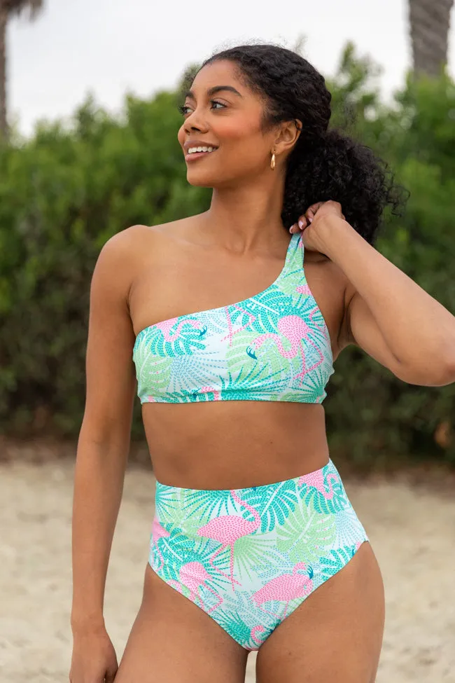 Flamingo Frolic One Shoulder Printed Bikini Top sold by Pink Lily product image thumbnail 3