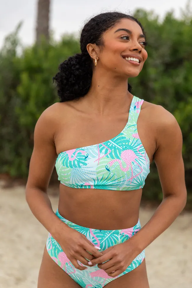 Flamingo Frolic One Shoulder Printed Bikini Top sold by Pink Lily product image thumbnail 5
