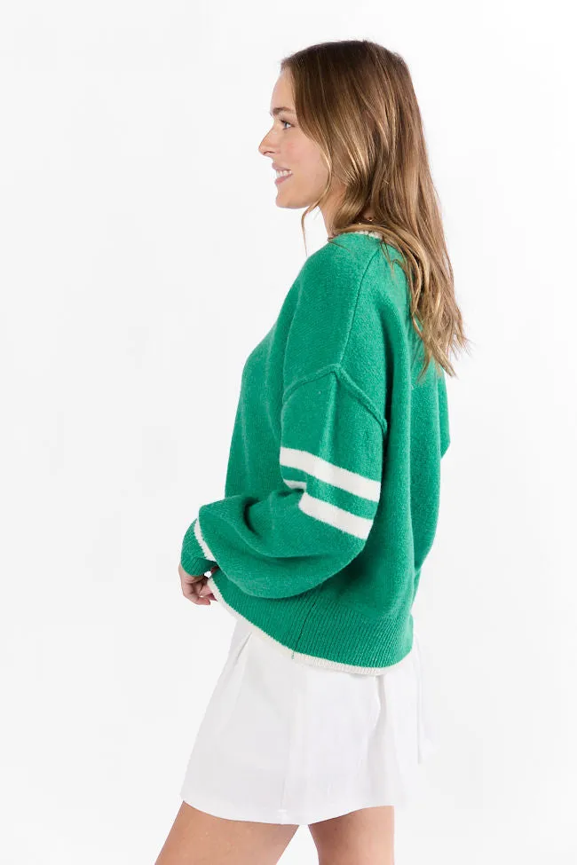 All The Good Green V-Neck Varsity Sweater FINAL SALE sold by Pink Lily product image thumbnail 5