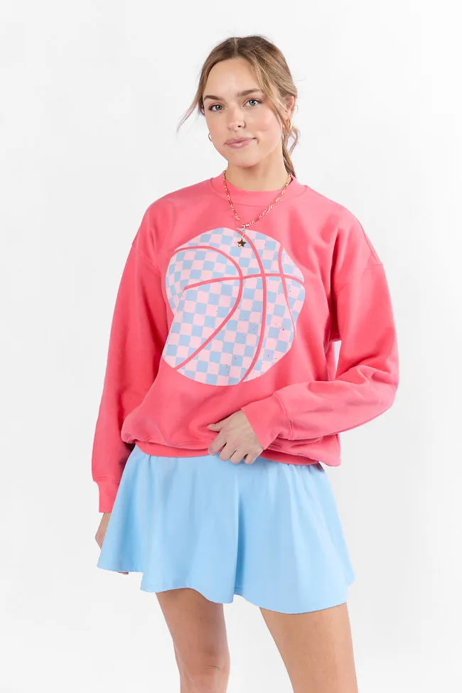 Basketball Checkered Light Red Graphic Sweatshirt SALE sold by Pink Lily product image thumbnail 4