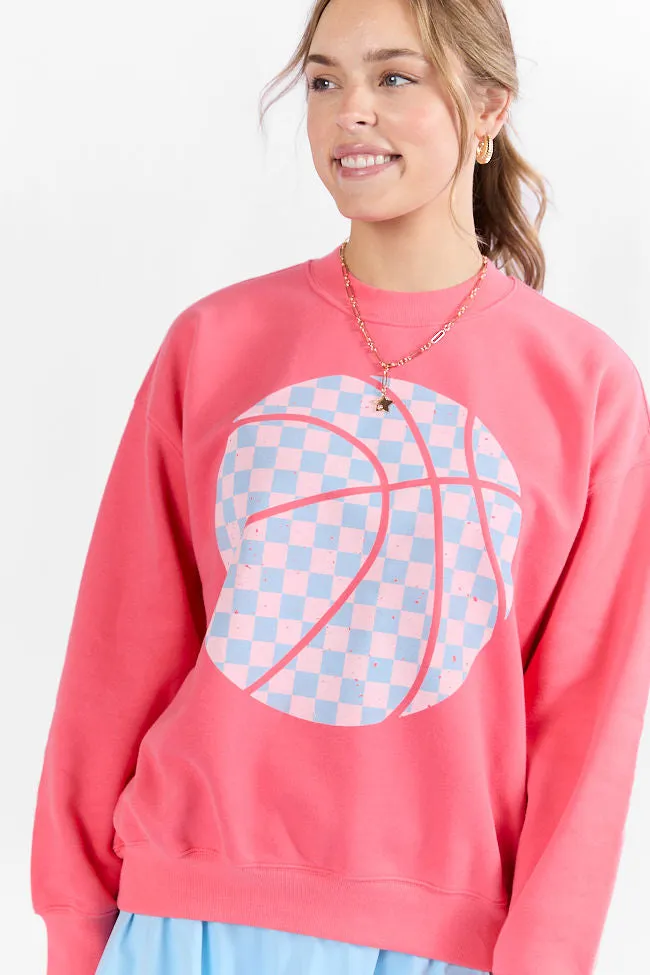 Basketball Checkered Light Red Graphic Sweatshirt SALE sold by Pink Lily product image thumbnail 3