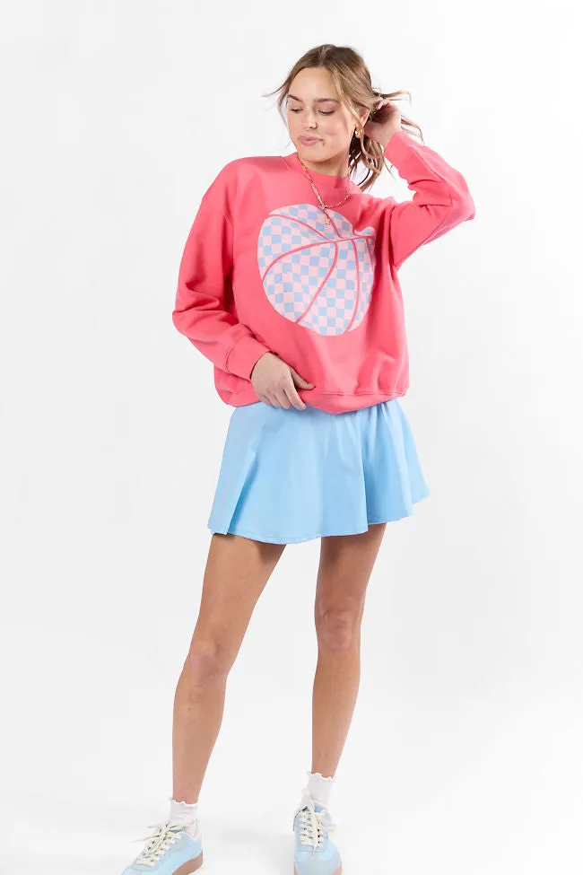 Basketball Checkered Light Red Graphic Sweatshirt SALE sold by Pink Lily product image thumbnail 2