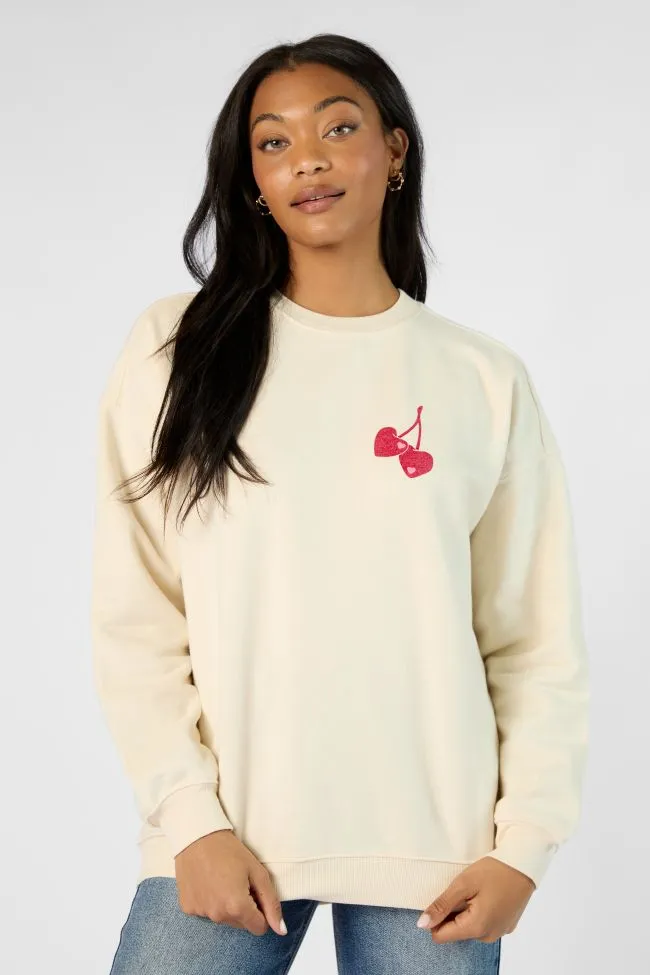 I Love You Cherry Much Cream Graphic Sweatshirt sold by Pink Lily product image thumbnail 2