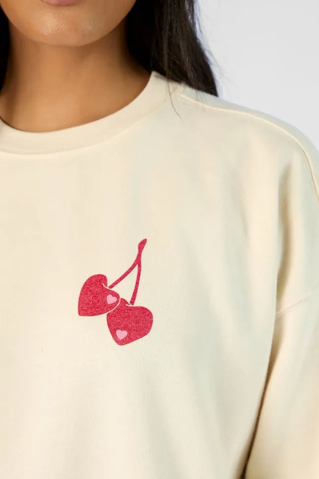I Love You Cherry Much Cream Graphic Sweatshirt sold by Pink Lily product image thumbnail 3