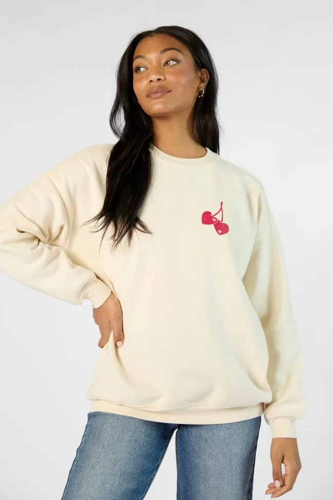 I Love You Cherry Much Cream Graphic Sweatshirt sold by Pink Lily product image thumbnail 5