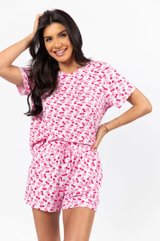 Over the Moon Cherry Hearts Pajama Top FINAL SALE sold by Pink Lily