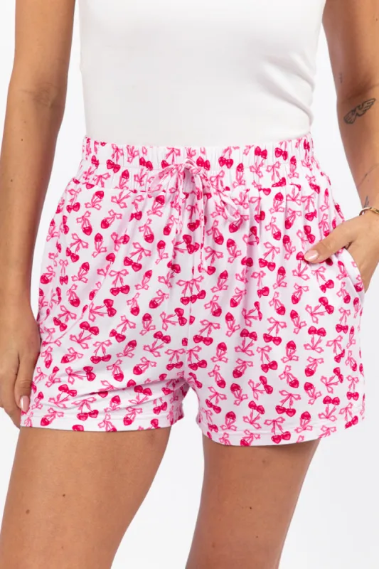 Over the Moon Cherry Hearts Pajama Shorts FINAL SALE sold by Pink Lily