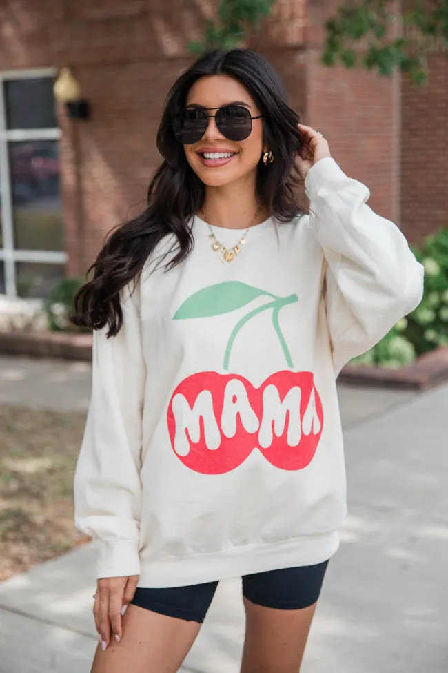 Mama Cherry Cream Graphic Sweatshirt sold by Pink Lily