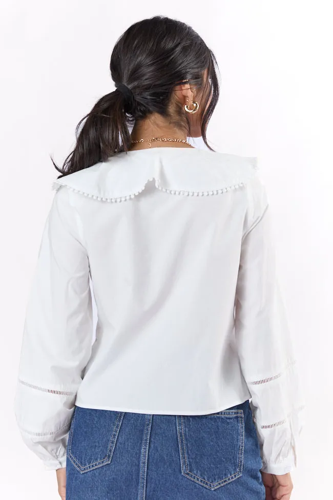 Burn The Breeze Ivory Ladder Detail Ruffle Front Blouse FINAL SALE sold by Pink Lily product image thumbnail 4