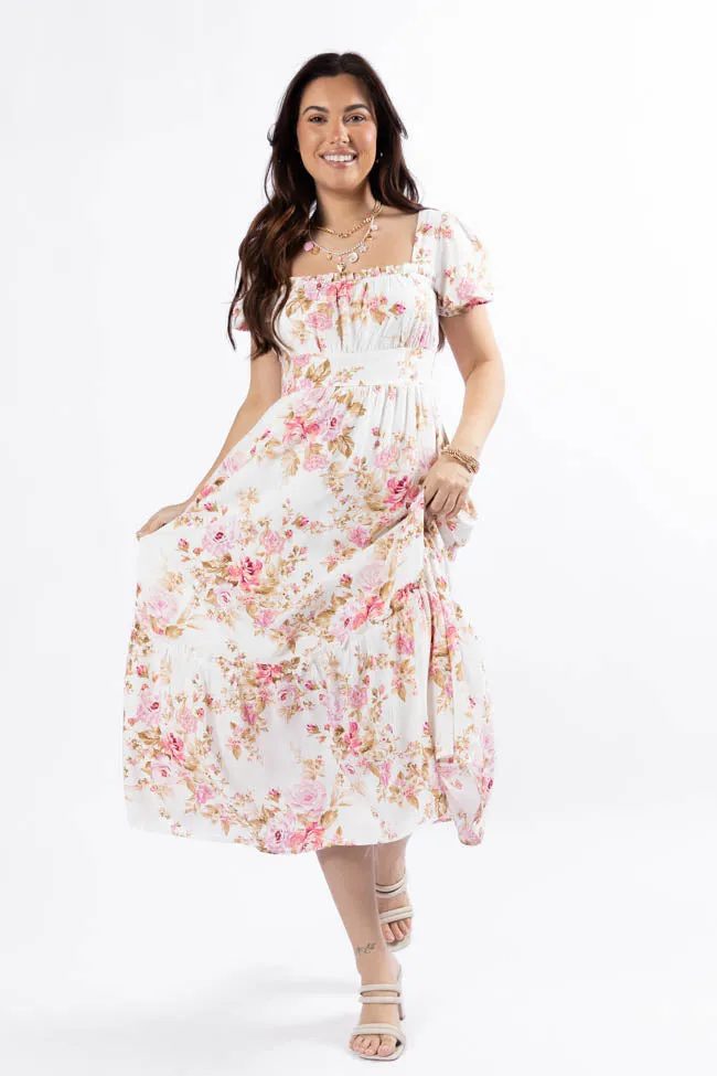 Small Town Smoke Show Pink Multi Floral Midi Dress FINAL SALE sold by Pink Lily