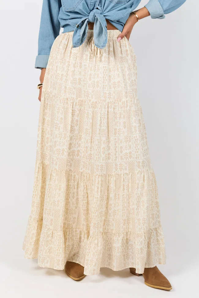 Life Is But A Breeze Ivory and Beige Printed Maxi Skirt sold by Pink Lily product image thumbnail 3