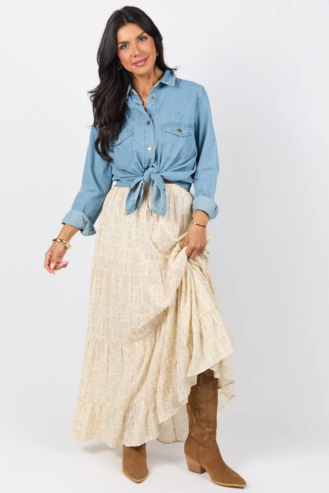 Life Is But A Breeze Ivory and Beige Printed Maxi Skirt sold by Pink Lily product image thumbnail 2