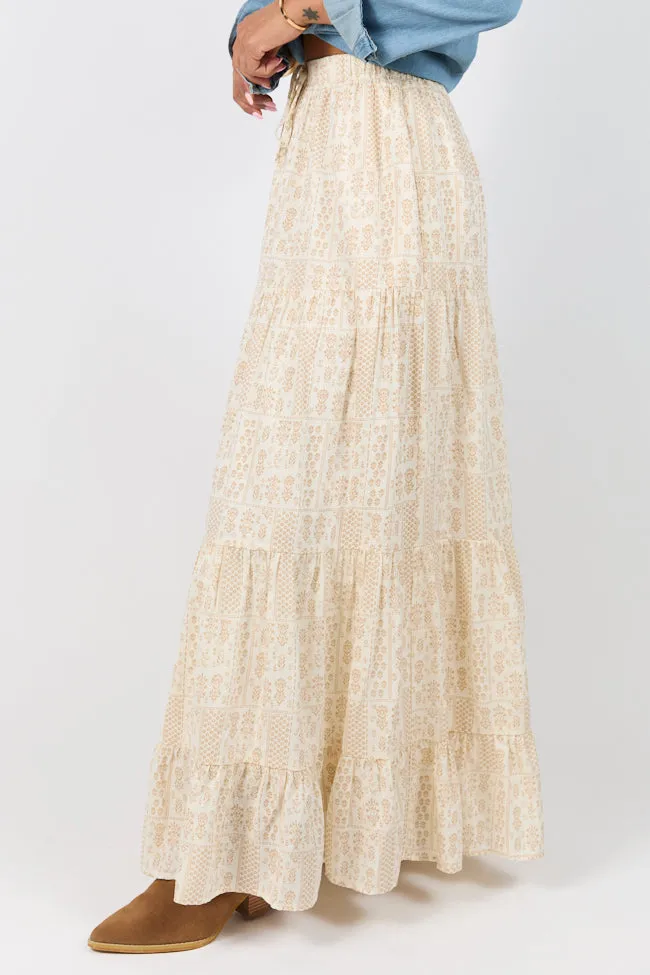 Life Is But A Breeze Ivory and Beige Printed Maxi Skirt sold by Pink Lily product image thumbnail 4