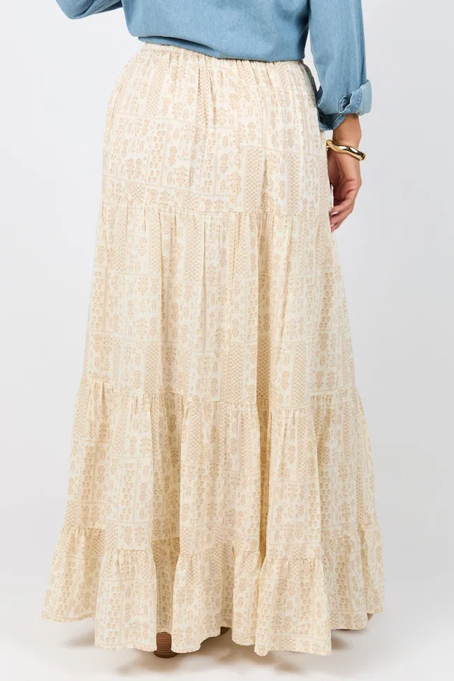 Life Is But A Breeze Ivory and Beige Printed Maxi Skirt sold by Pink Lily product image thumbnail 5