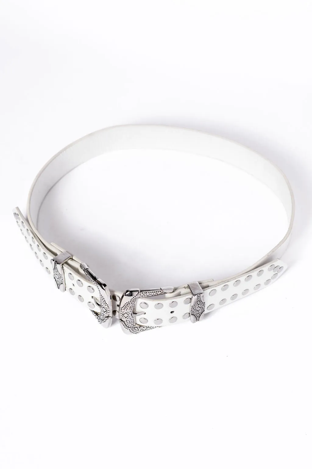 White Double Buckle Belt sold by Pink Lily product image thumbnail 3