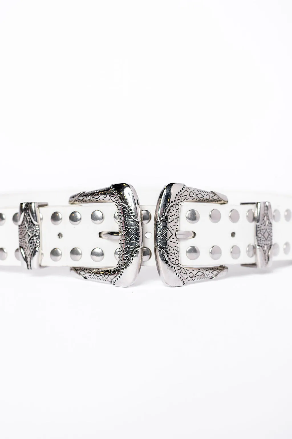 White Double Buckle Belt sold by Pink Lily product image thumbnail 2