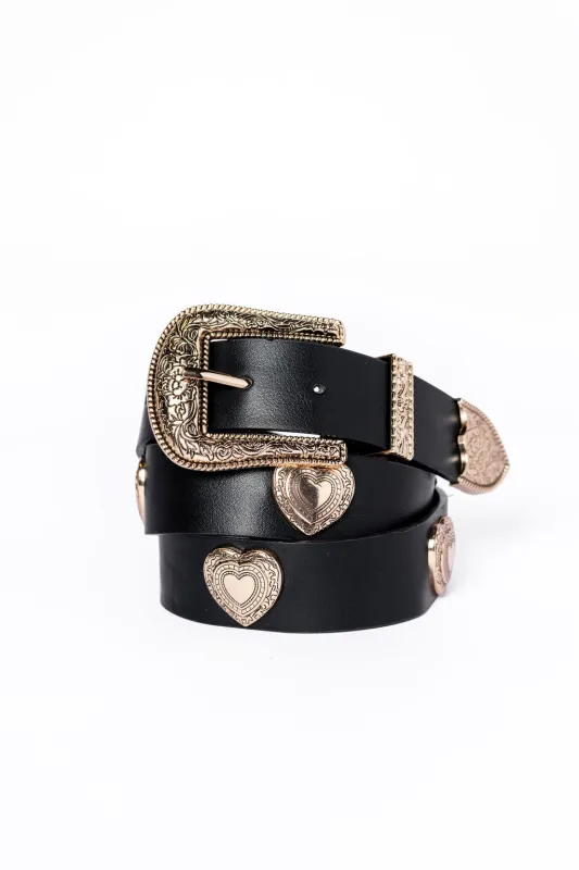 Black Heart Studded Belt sold by Pink Lily