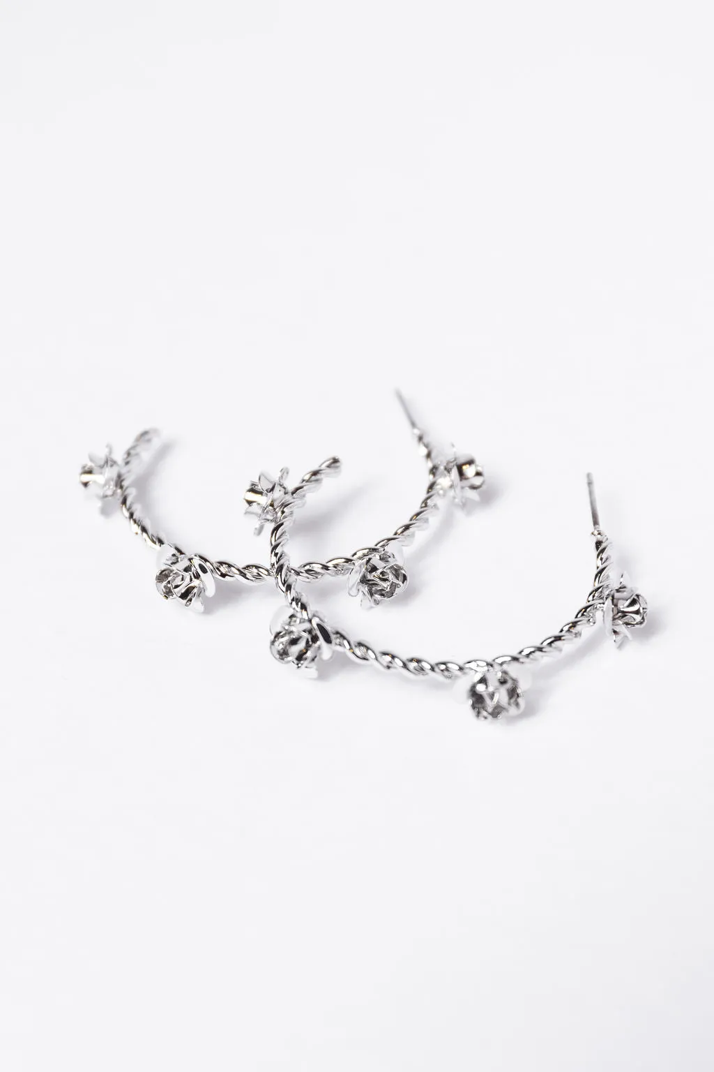 Silver Rose Hoop Earrings FINAL SALE sold by Pink Lily product image thumbnail 4