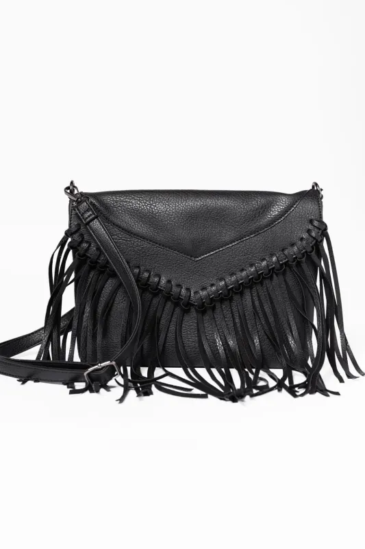 Black Fringe Handbag SALE sold by Pink Lily